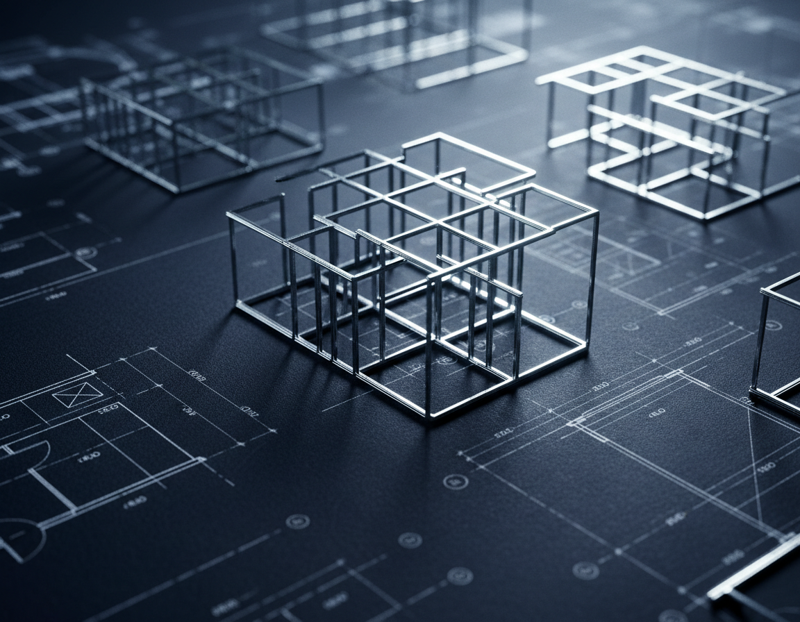 A wireframe lattice standing in for the original interface's dense, unstructured data grid